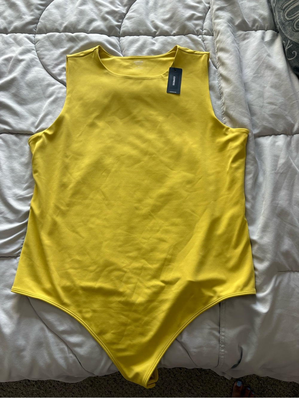 Express Bright Yellow High-Neck bodysuit